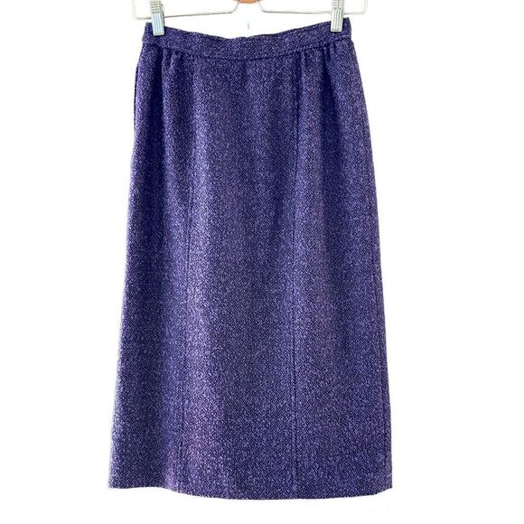 Vintage Madison de Liliana Paris Purple Wool Tweed Pencil Skirt XS - Picture 4 of 8